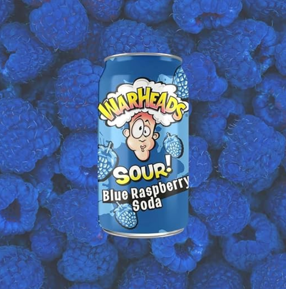 Warheads Sour! Blue Raspberry Soda 355ml