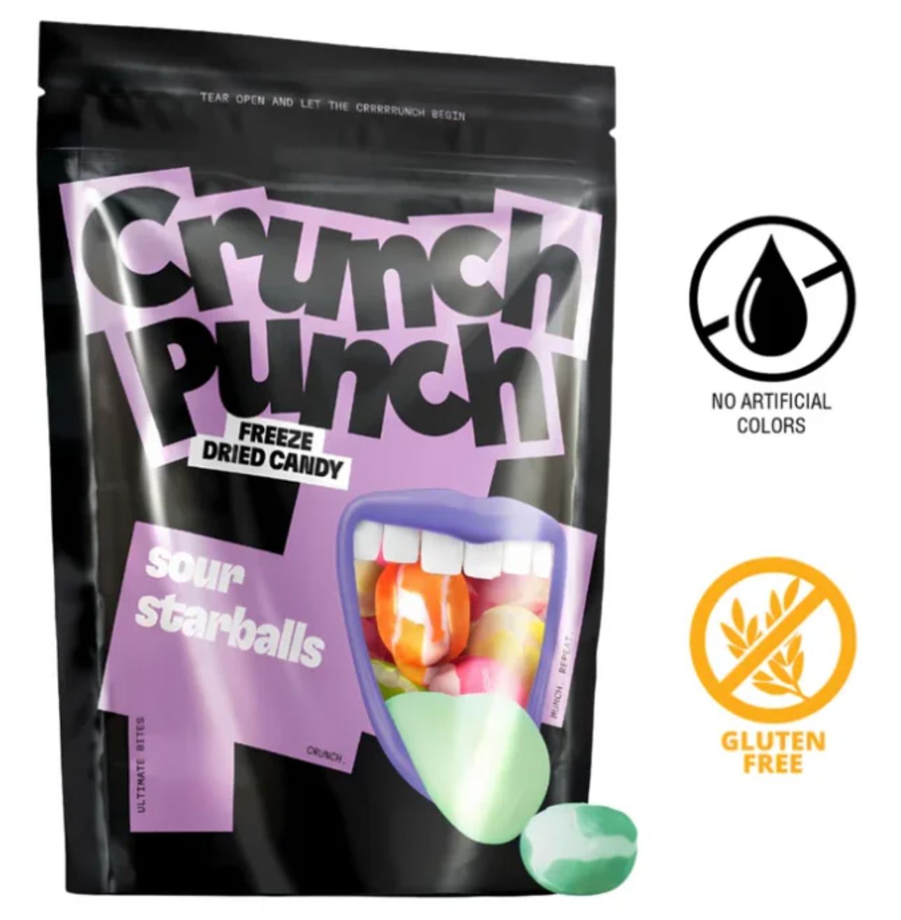 Crunch Punch Freeze Dried Candy Sour Starballs 100g