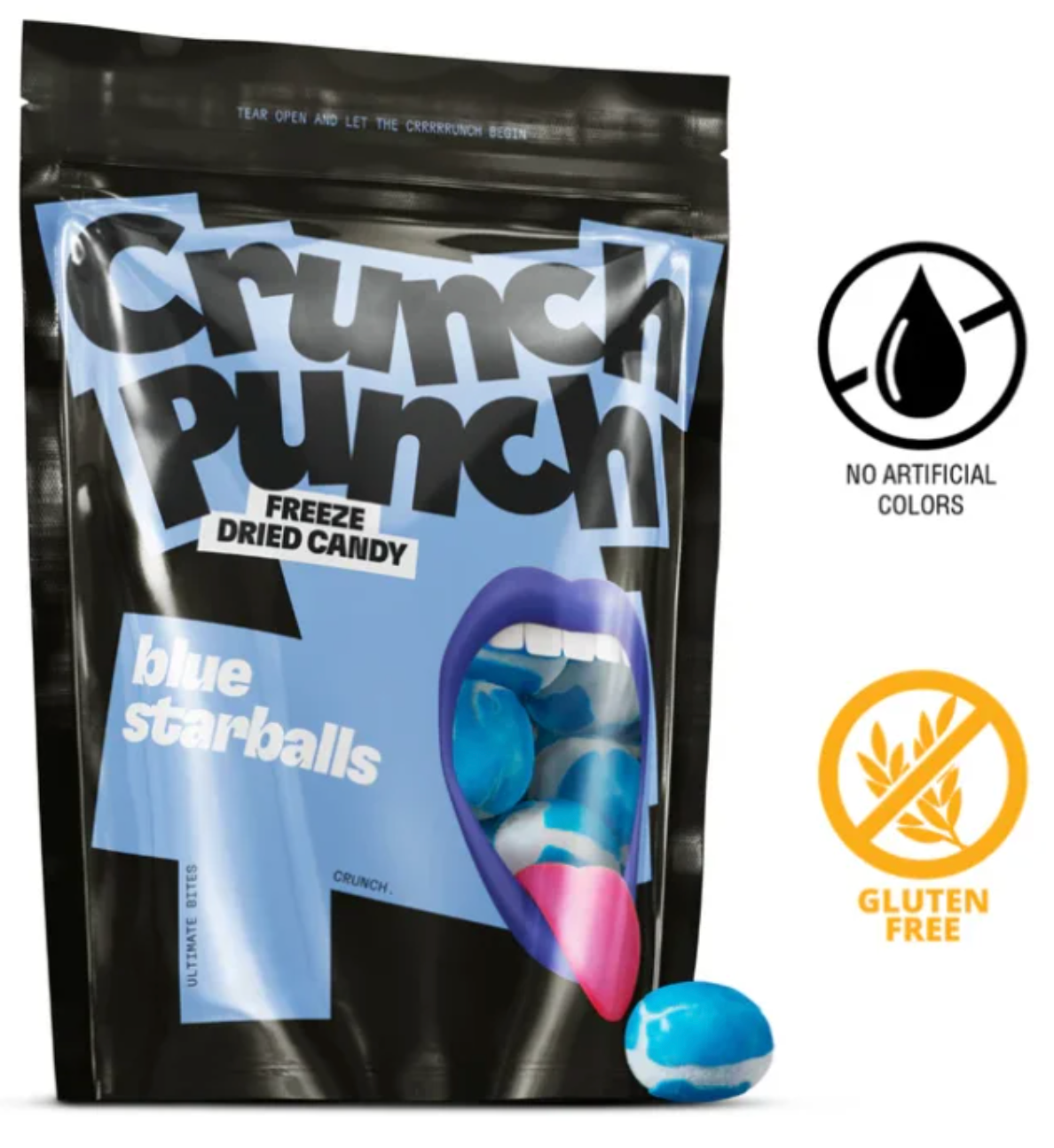 Crunch Punch Freeze Dried Candy Blue Starballs 100g
