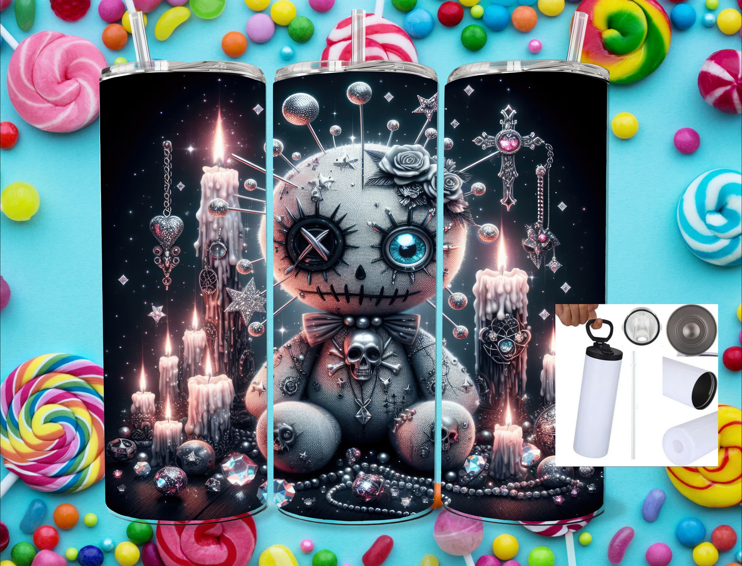 Tumbler mit Schraubdeckel vs Candy Voodoo grau