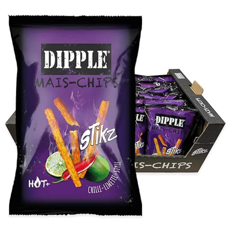 Dipple Mais-Chips/Sticks(nach Verfügbarkeit Chilli-Limette 90g